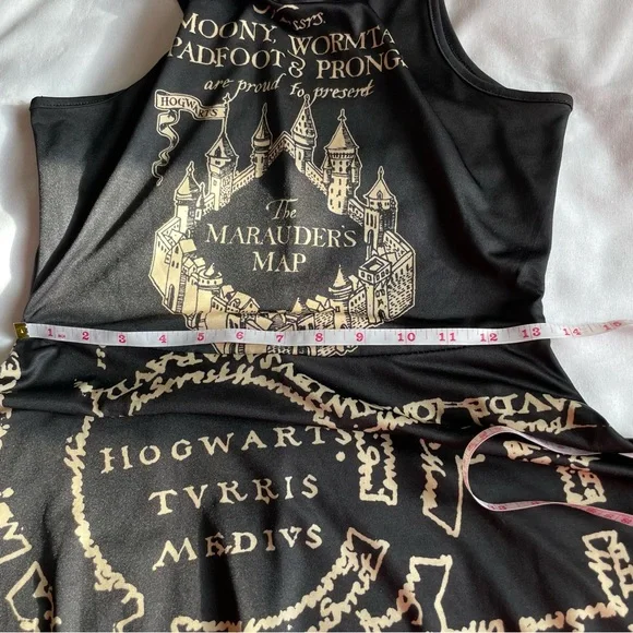 Harry Potter Women's Black Marauder's Map Fit & Flare Tank Dress Size Small - Picture 10 of 13